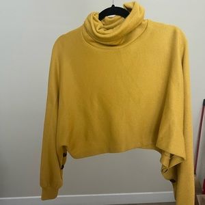 mustard small turtleneck crop top long sleeve